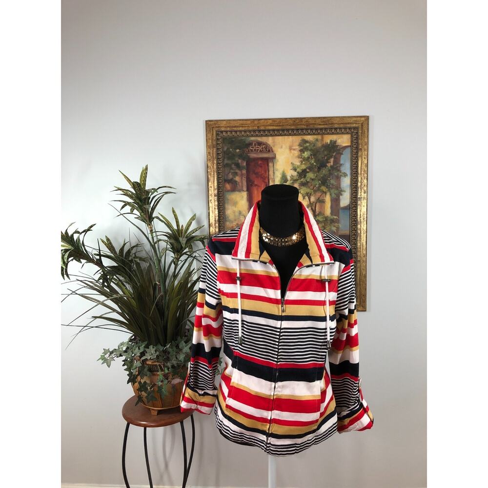 Live a Little Sporty Jacket Women's Medium Multicolor Striped Pattern Stretch